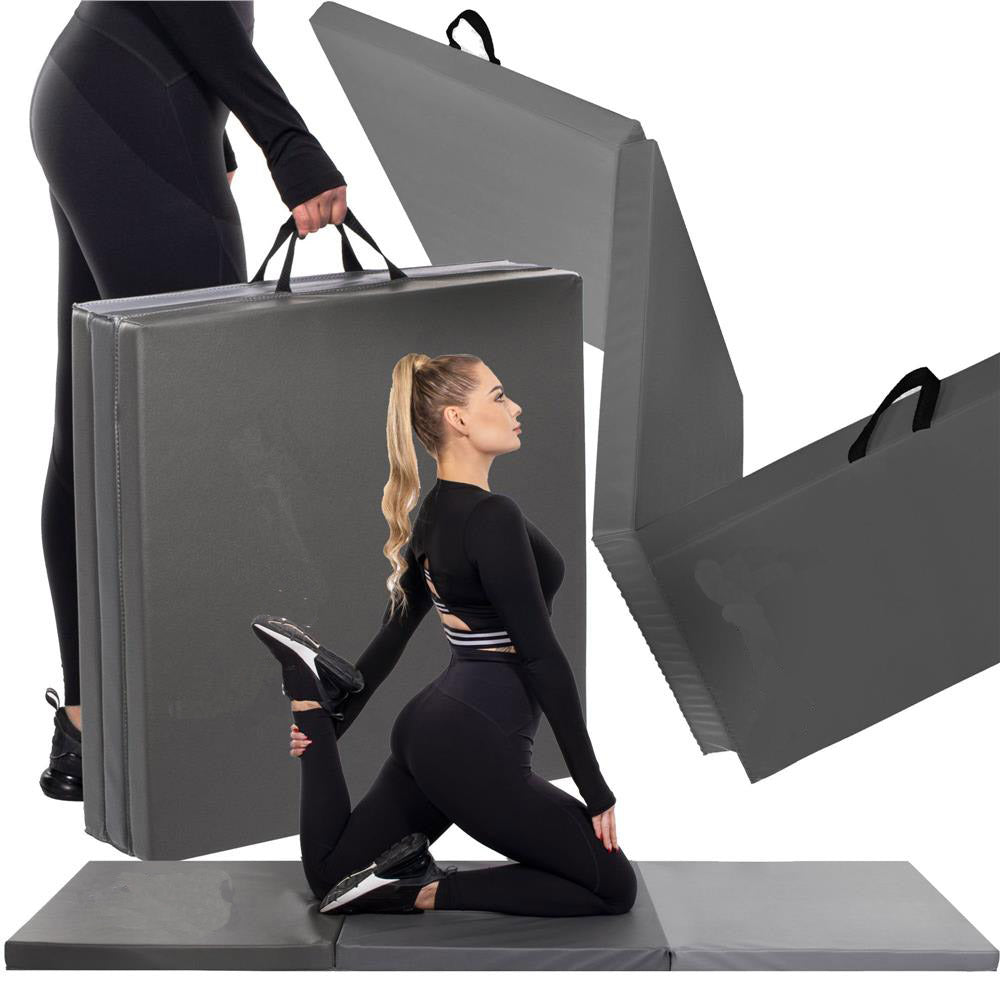 Saltea fitness groasa pentru antrenamente gimnastica, pliabila, 180x60x5,5cm, gri