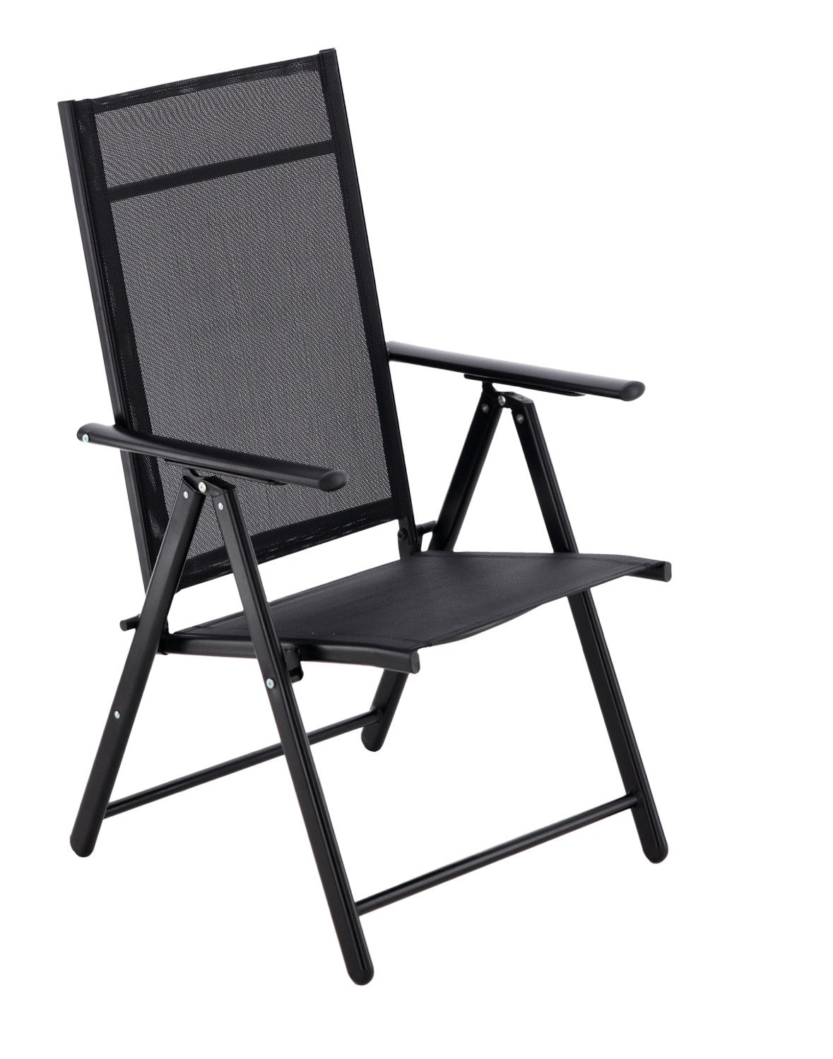 Scaun metalic de gradina, pliant, cu spatar reglabil, din otel, 60x58x100cm, negru