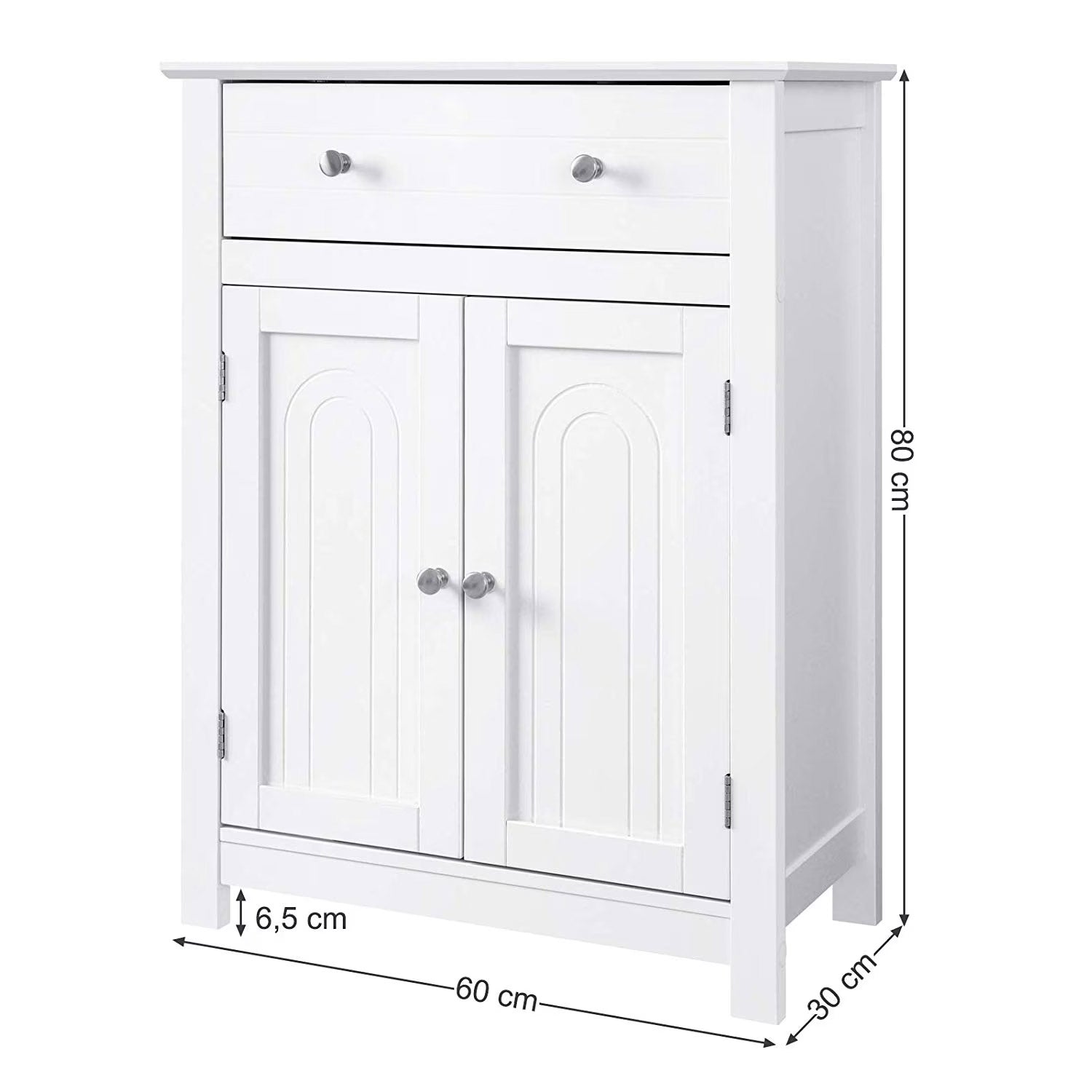 VASAGLE Dulap de depozitare pentru baie, cu sertar si spatiu de depozitare cu 2 usi, 60x30x80cm, alb