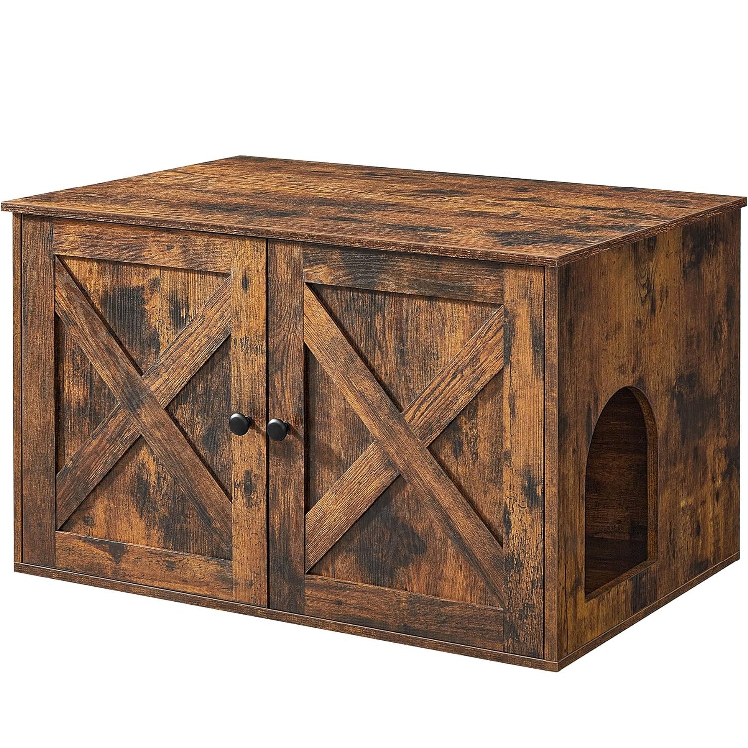 Cusca pentru pisici tip comoda, cu usi si perete despartitor, 80x53x50cm, maro