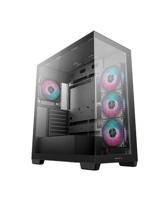 CARCASA DeepCool "CG580 4F", middle tower, gaming, fara sursa, suporta 8xfan, 4xfan 120mm ARGB inclus, PSU shroud, USB-C x 1, USB 3.0 x 2, audio+mic, 7 sloturi expansiune, negru, "R-CG580-BKADA4-G-1"