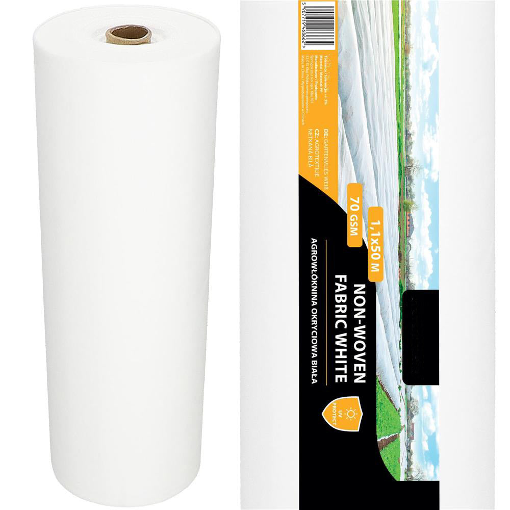 Folie agrotextil, mulcire, antiburuieni, filtru UV, 50 x 1.1metri, 70g/m2, alb