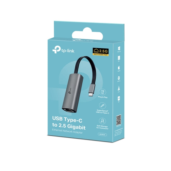 ADAPTOR RETEA TP-LINK , extern, USB-C, port RJ-45 Gigabit LAN, 2.5 Gbps, metalic, gri "UE302C"