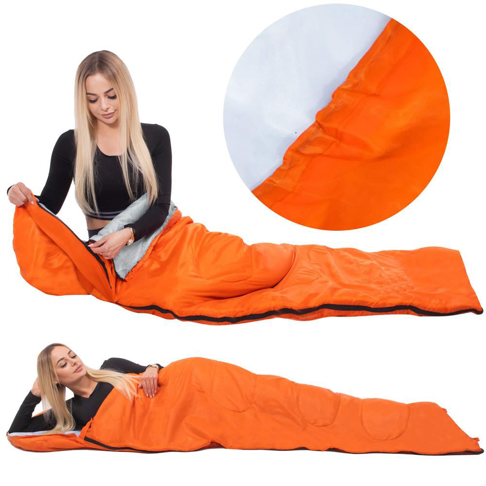 Sac de dormit tip mumie, cu geanta de transport, 175x73cm, 8-20grade, portocaliu