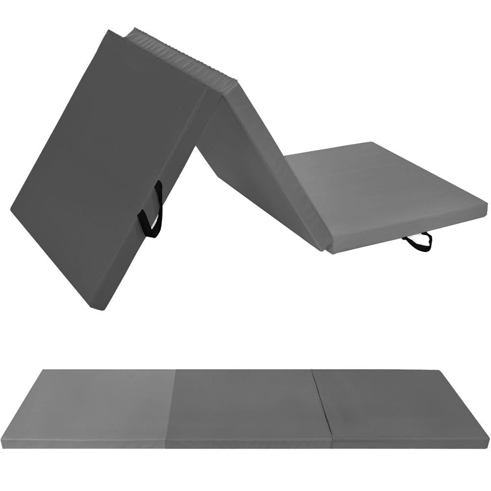 Saltea fitness groasa pentru antrenamente gimnastica, pliabila, 180x60x5,5cm, gri