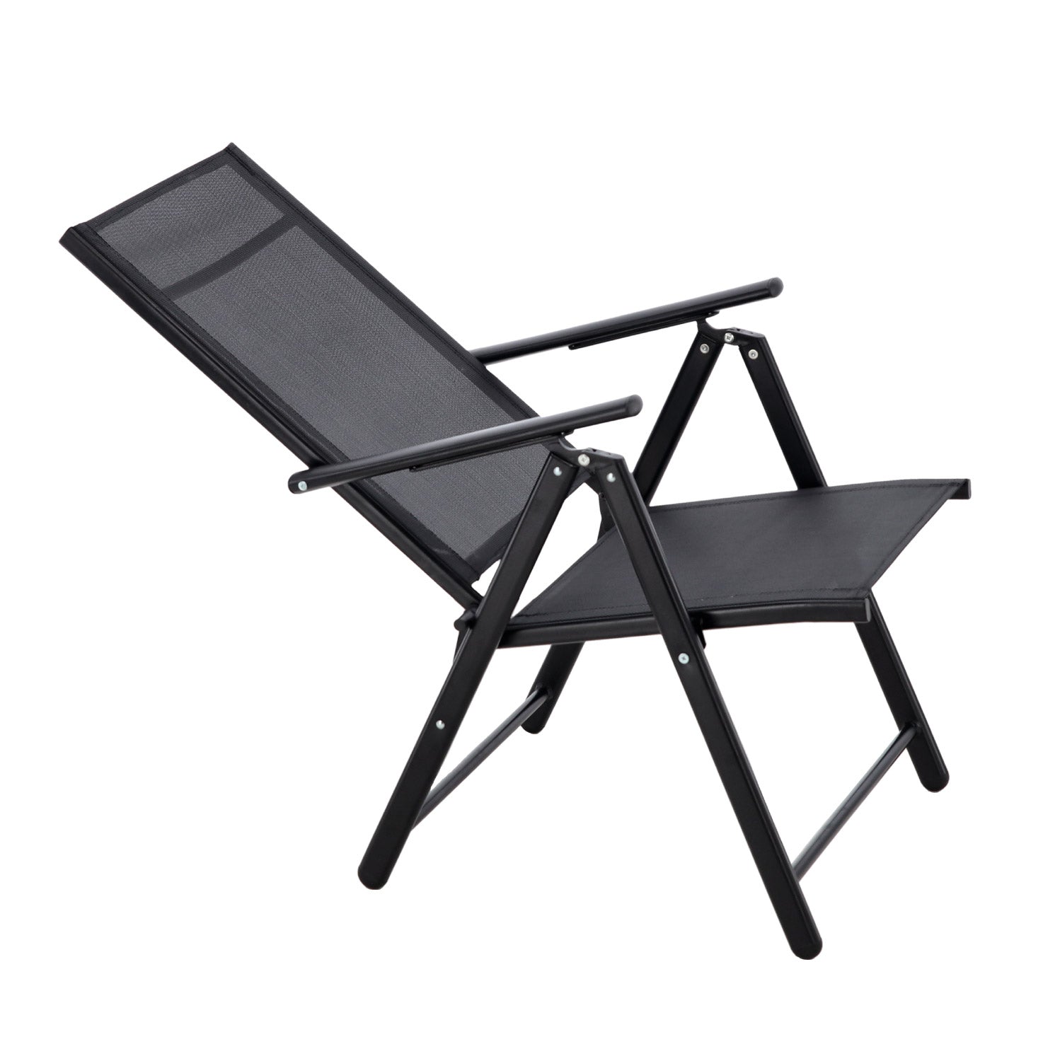 Scaun metalic de gradina, pliant, cu spatar reglabil, din otel, 60x58x100cm, negru