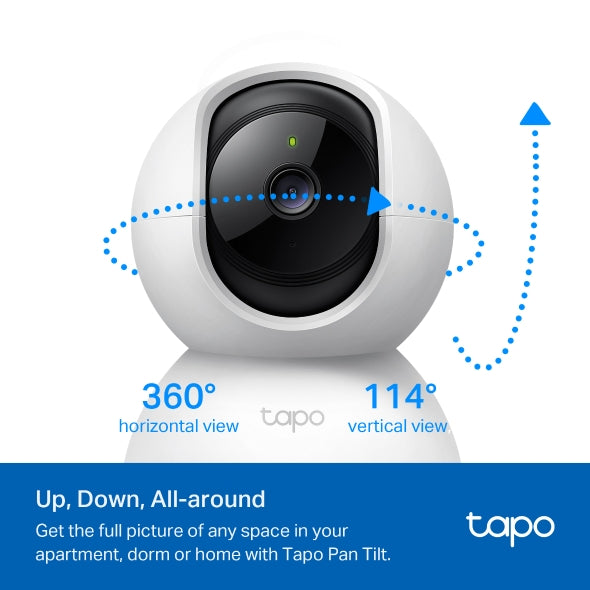 CAMERA IP TP-LINK, wireless, cube, pt. interior, dist. IR 9 m, tip lentila fixa 4 mm, 2 Mpx, microfon, carcasa plastic, slot SD card, "Tapo C200C"