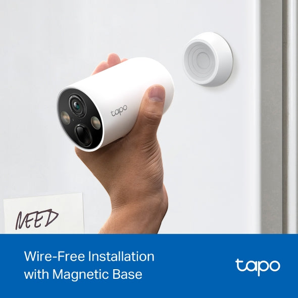 CAMERA IP Exterior cu acumulator TP-LINK, IP66, dist. IR 15 m, tip lentila fixa 3.15 mm, 3 Mpx rezolutie 2K, wireless, microfon, carcasa plastic, necesita HUB, "Tapo C425"