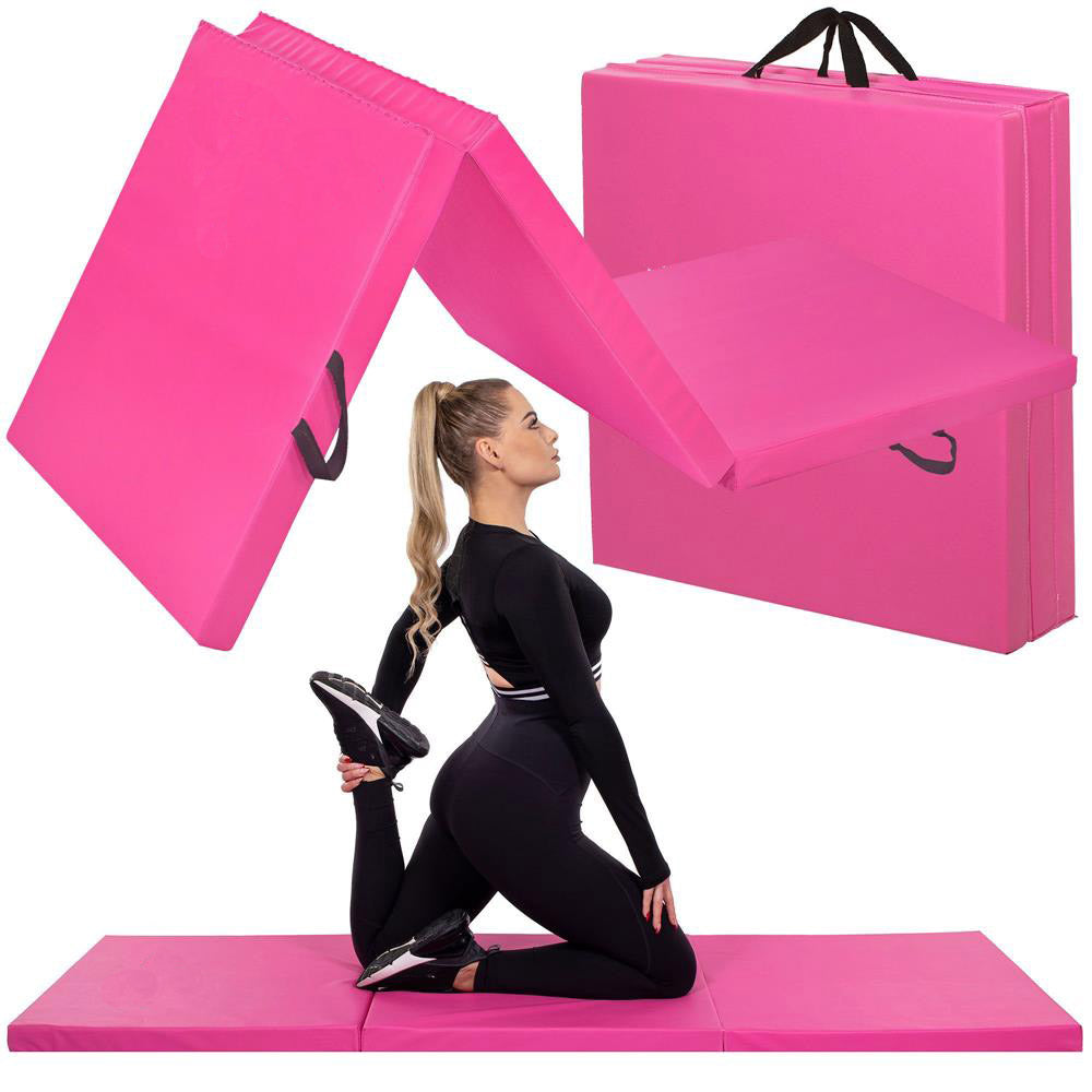 Saltea fitness groasa pentru antrenamente gimnastica, pliabila, 180x60x5cm, roz