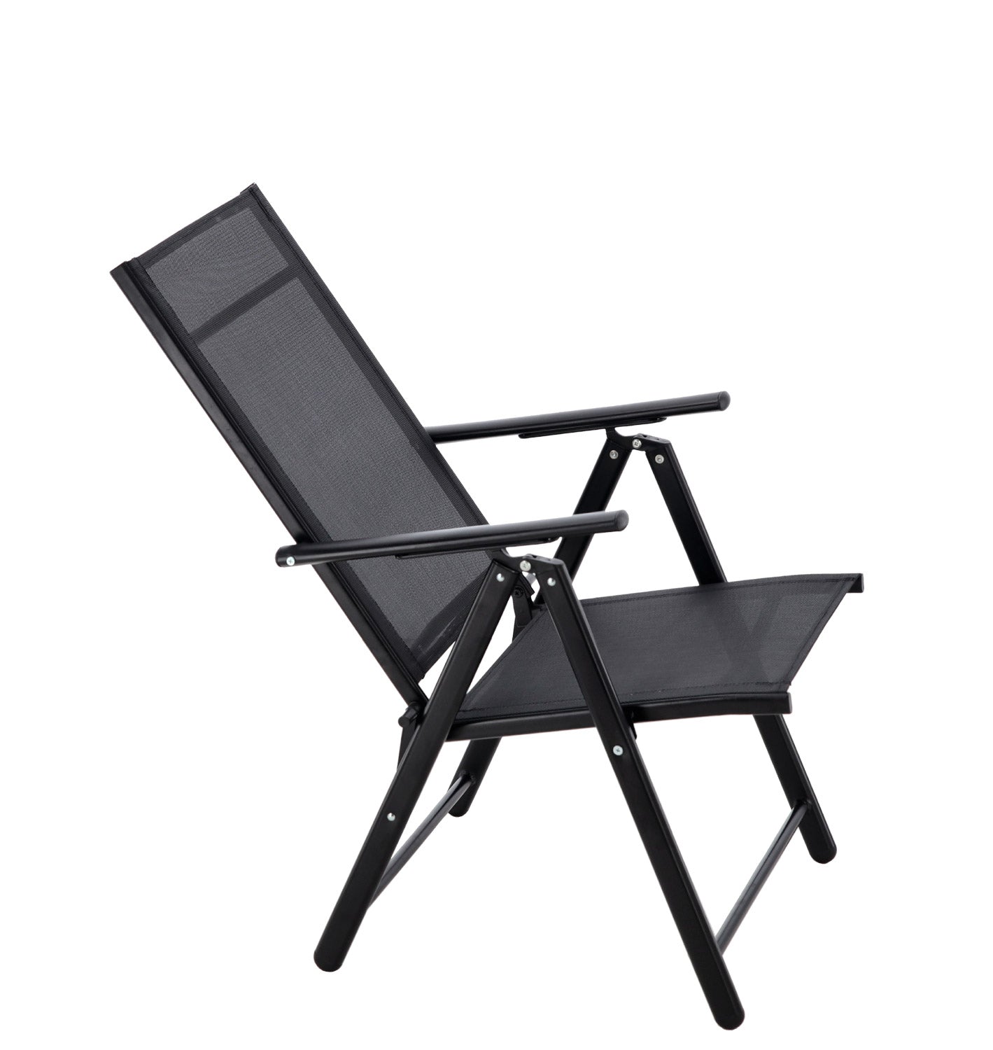 Scaun metalic de gradina, pliant, cu spatar reglabil, din otel, 60x58x100cm, negru