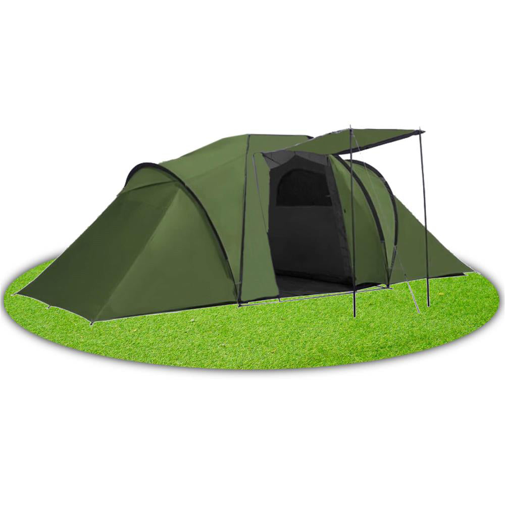 Cort camping, impemeabil, 2 camere + hol, 4 locuri, 460x200x245cm, verde - 5