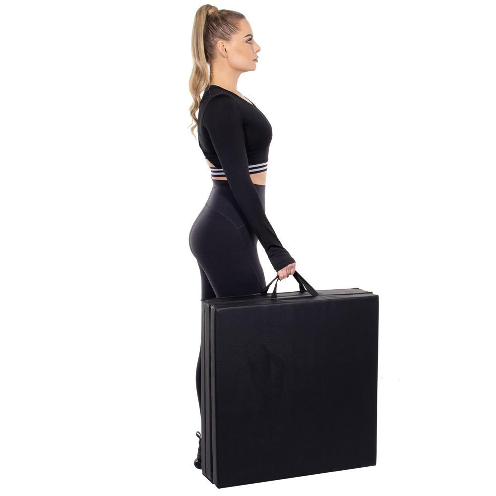 Saltea fitness groasa pentru antrenamente gimnastica, pliabila, PVC, 180x60x5cm, negru