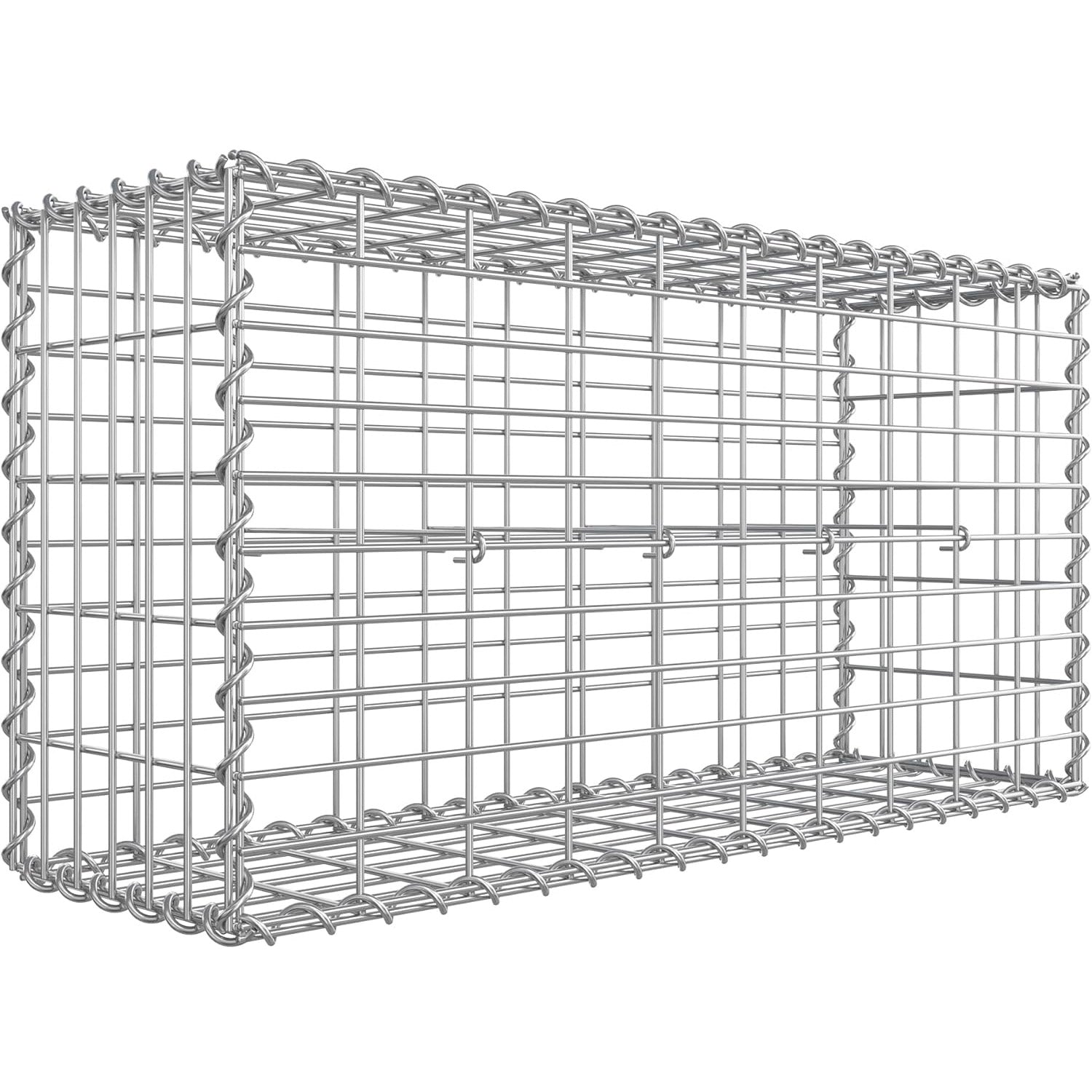 SONGMICS Cos de gabioane pentru pietre, otel galvanizat, 100x50x30cm, argintiu