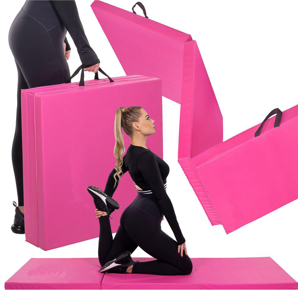 Saltea fitness groasa pentru antrenamente gimnastica, pliabila, 180x60x5cm, roz