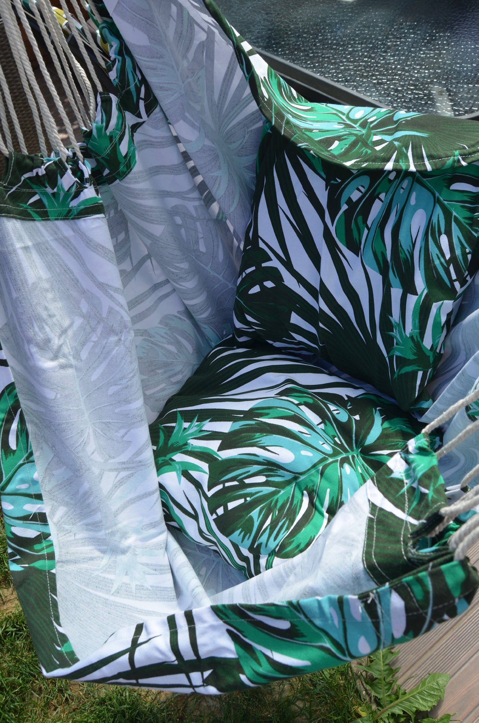 Hamac tip leagan suspendat pentru casa sau gradina, floral, 130x100cm, 150kg
