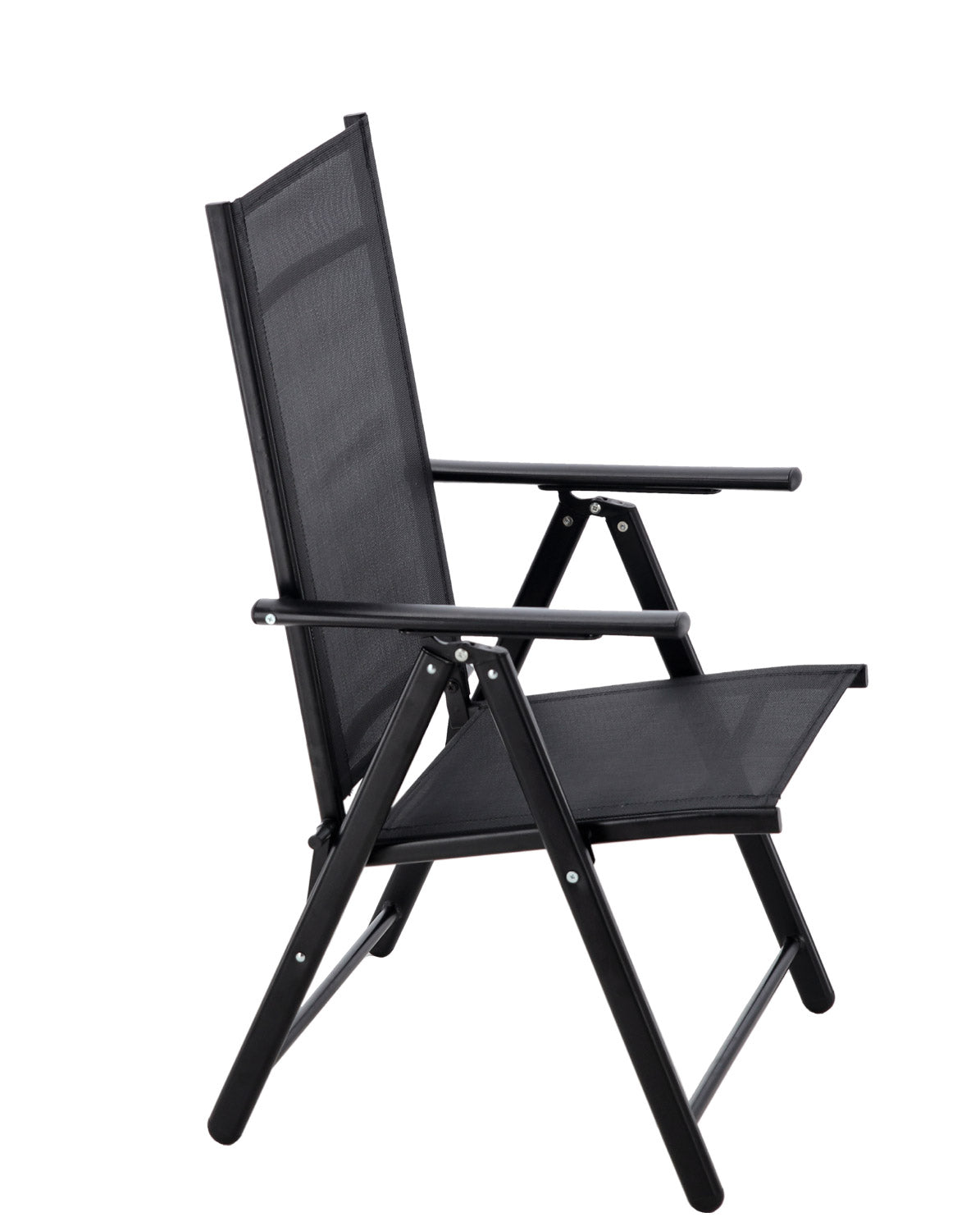 Scaun metalic de gradina, pliant, cu spatar reglabil, din otel, 60x58x100cm, negru