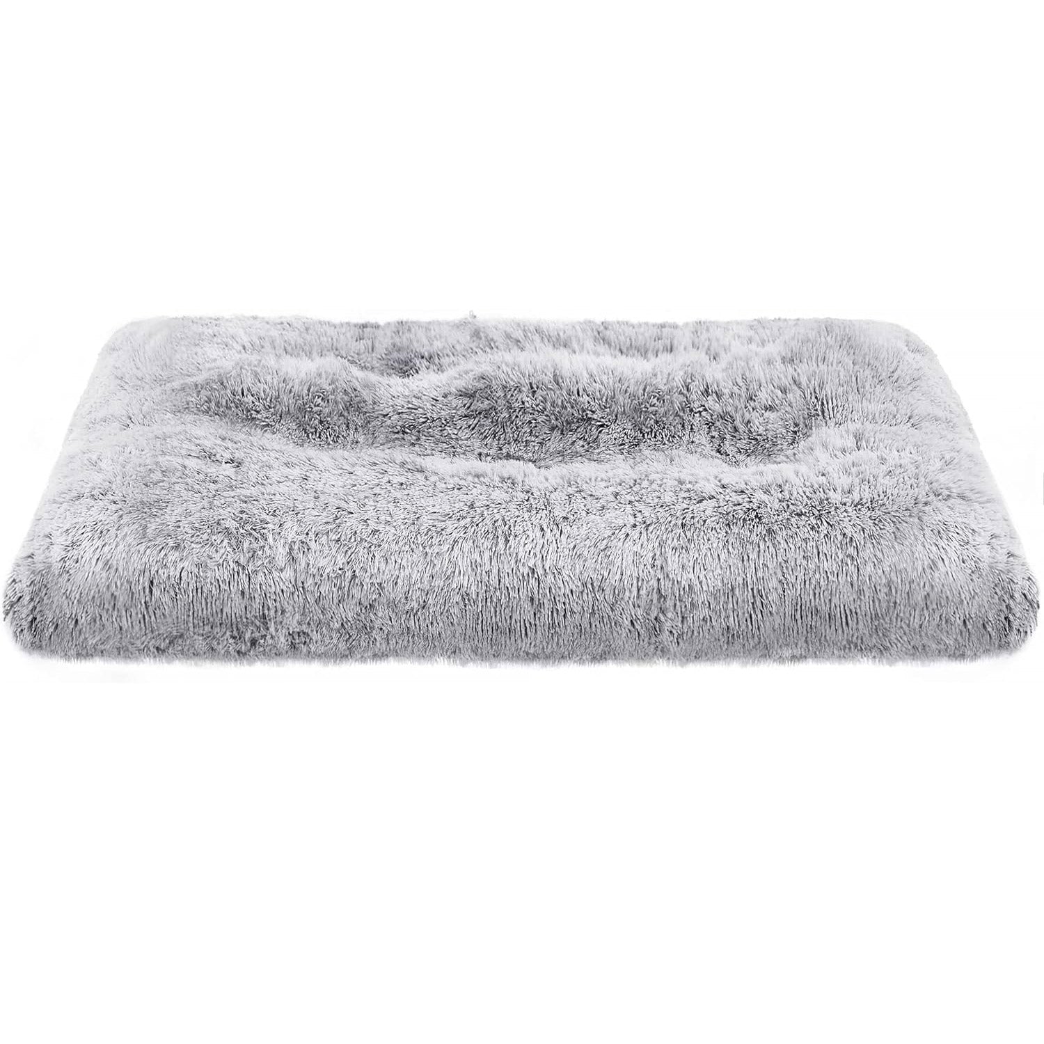 FEANDREA Pat pufos pentru caini sau pisici, captuseala moale cu fir lung, lavabil la masina, XL, 110x73cm, gri deschis