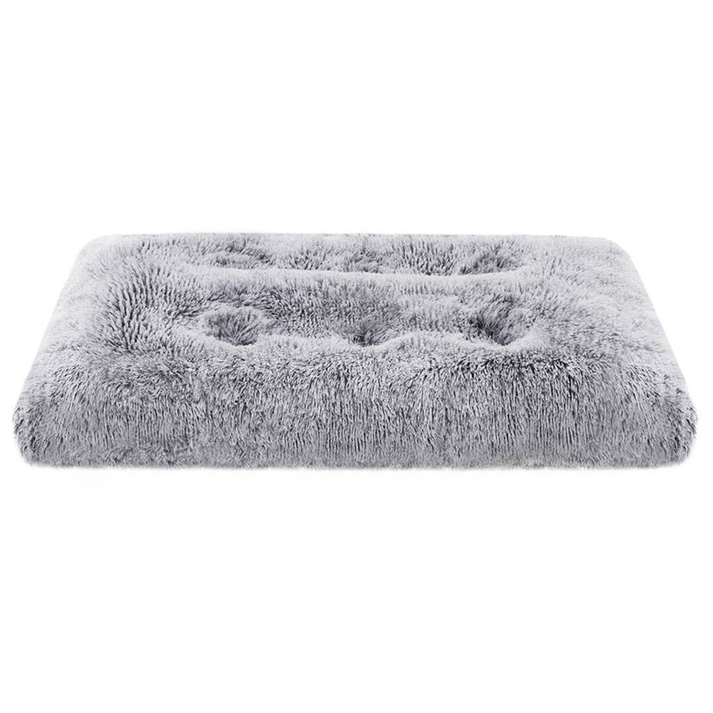 FEANDREA Pat pufos pentru caini sau pisici, captuseala moale cu fir lung, lavabil la masina, 80x50cm, gri deschis