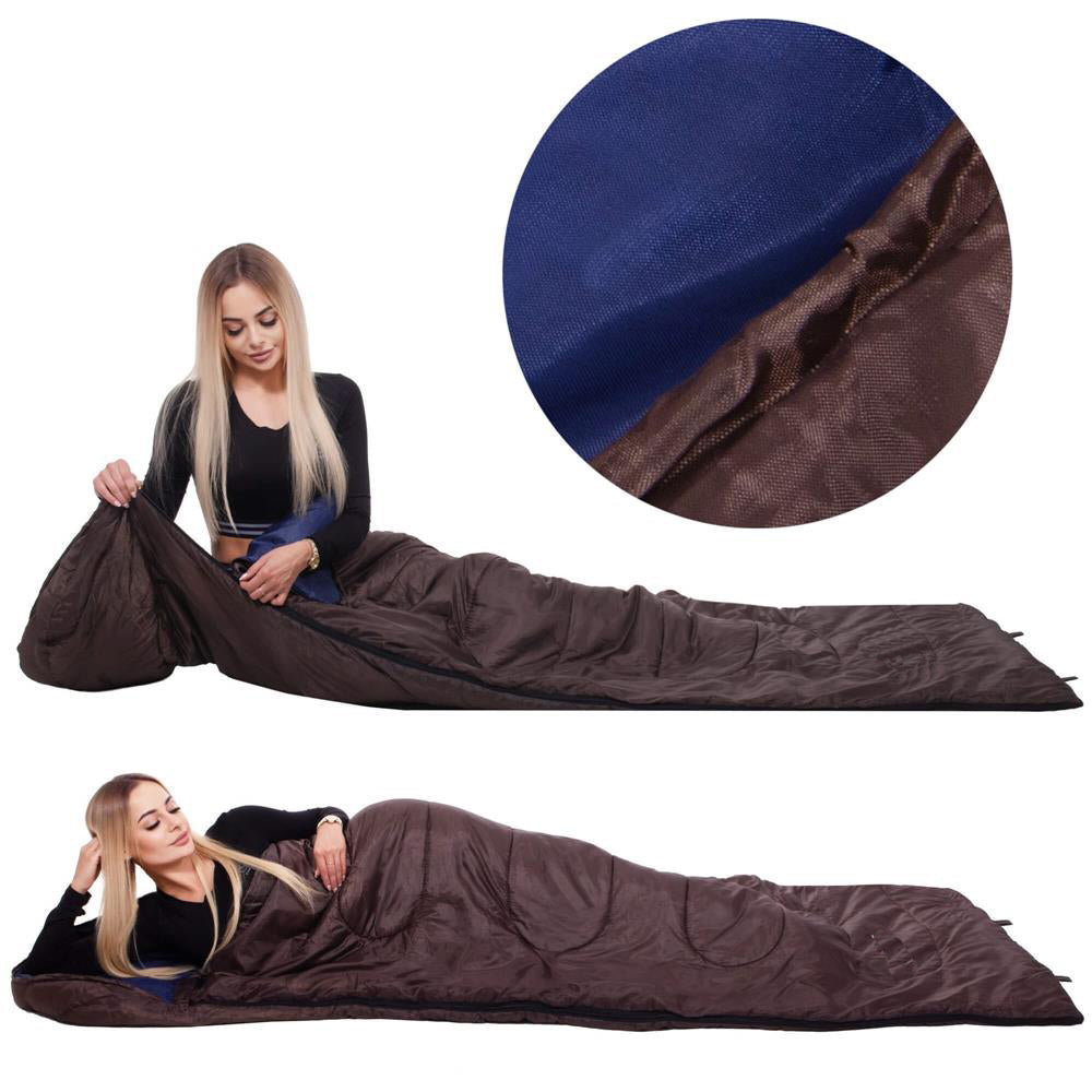 Sac de dormit tip mumie, cu geanta de transport, 220x80cm, 0-15grade, maro