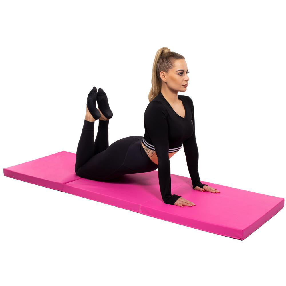 Saltea fitness groasa pentru antrenamente gimnastica, pliabila, 180x60x5cm, roz