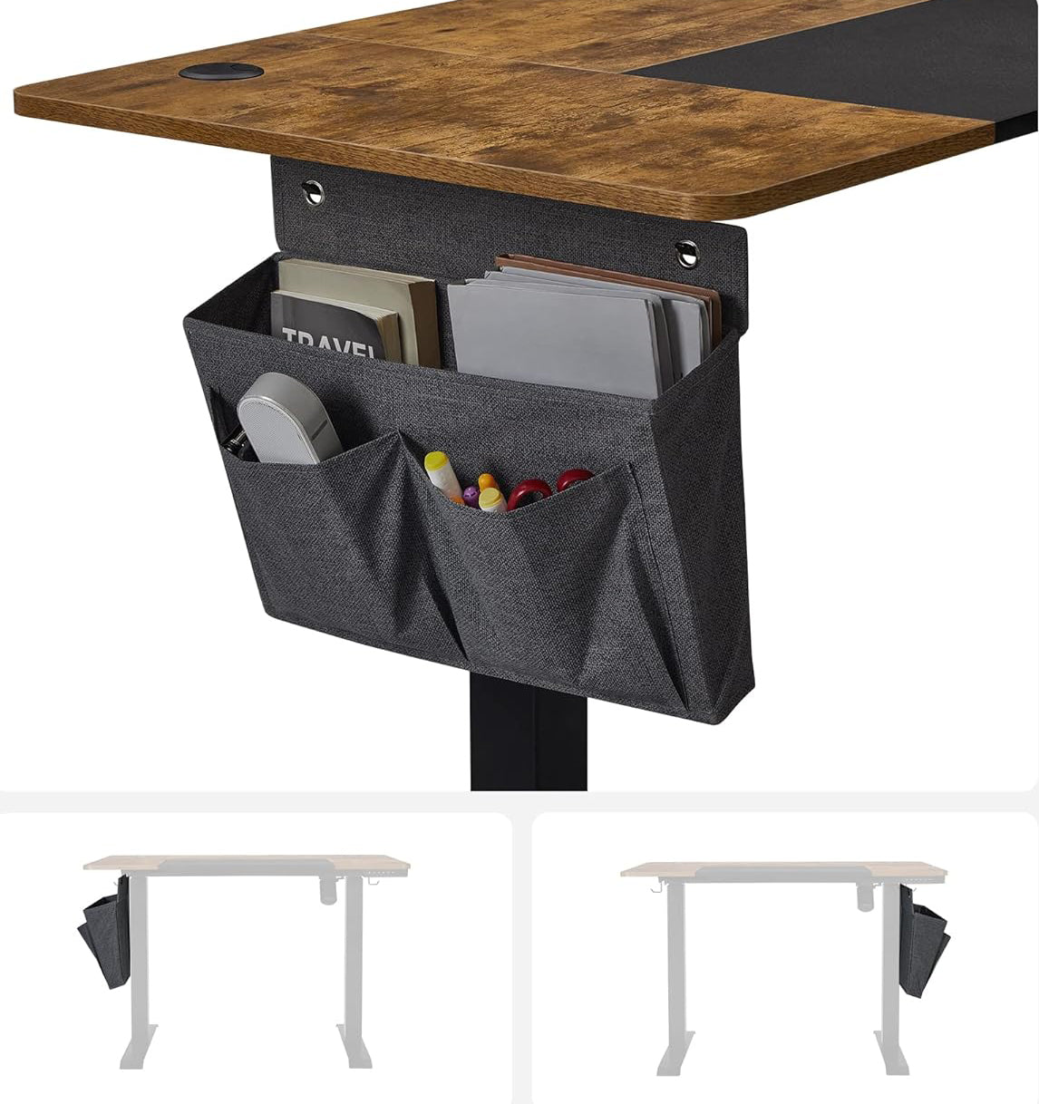 SONGMICS Birou cu reglaj electric pe inaltime, memorie cu 4 inaltimi, 60x120x(72-120)cm, maro rustic