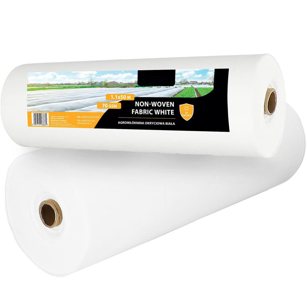 Folie agrotextil, mulcire, antiburuieni, filtru UV, 50 x 1.1metri, 70g/m2, alb