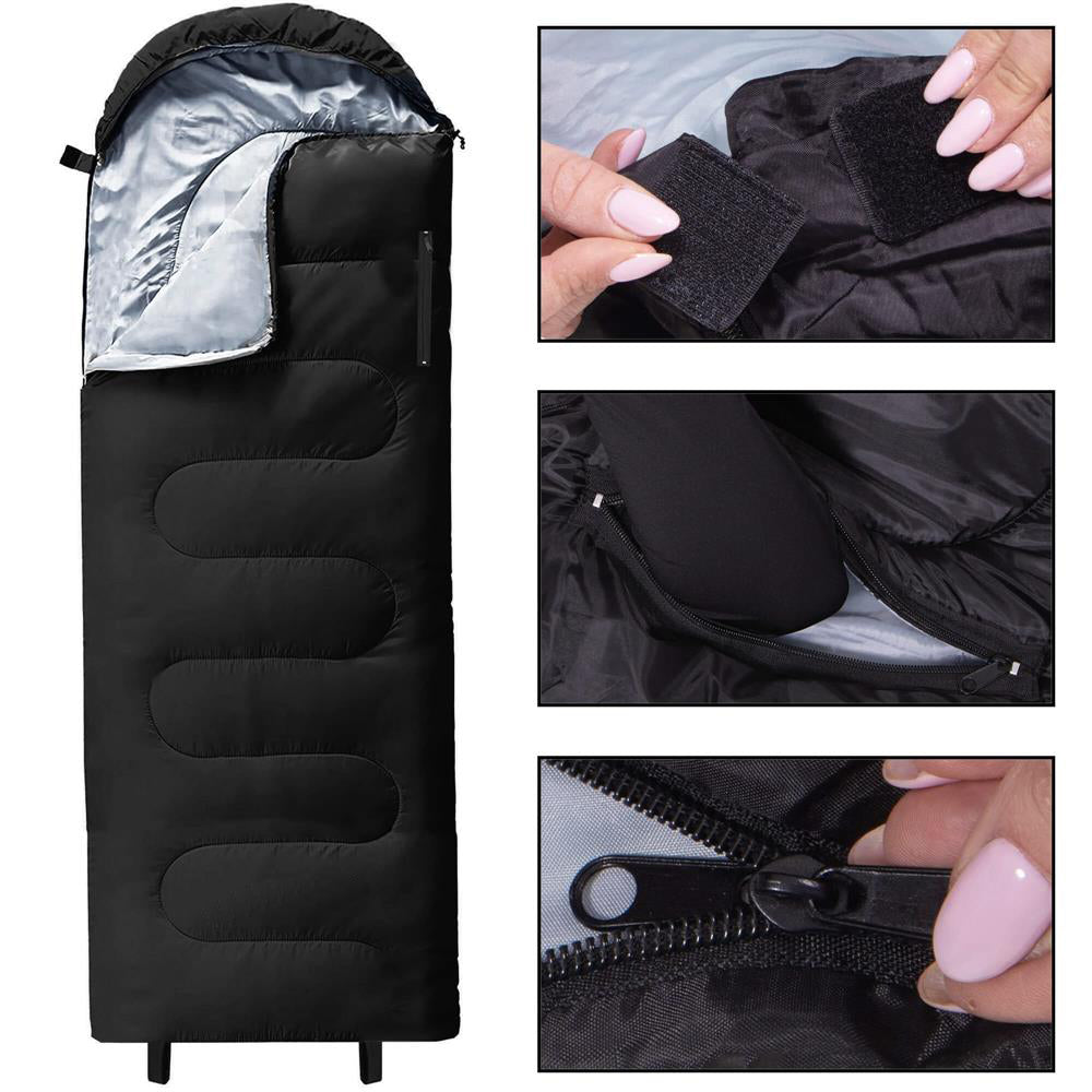 Sac de dormit tip mumie, cu geanta de transport, 220x80cm, 0-15grade, negru