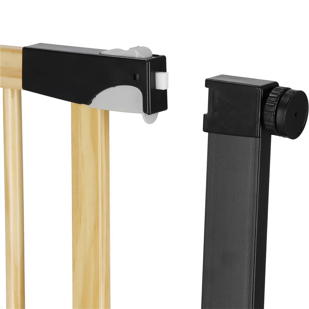 Poarta de siguranta Safety Gate pentru scari, ajustabila, din lemn cu structura otel, 82-89cm, negru maro