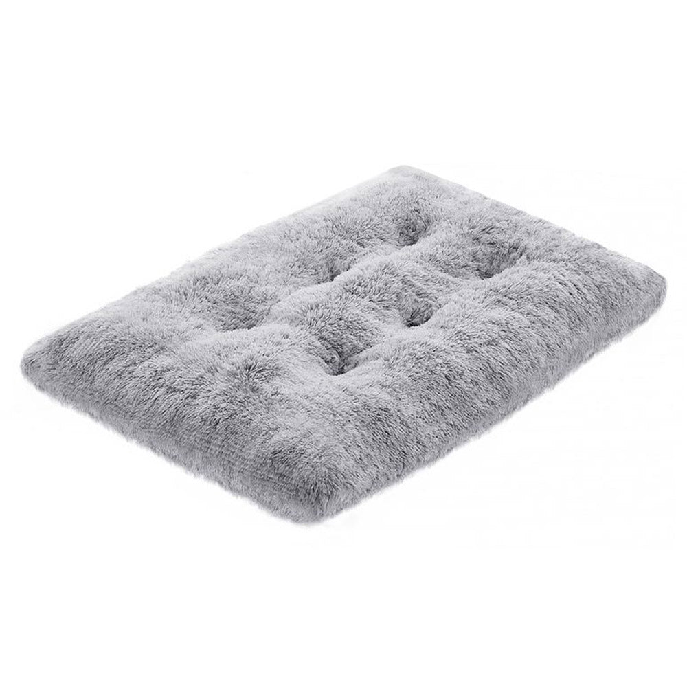 FEANDREA Pat pufos pentru caini sau pisici, captuseala moale cu fir lung, lavabil la masina, 80x50cm, gri deschis