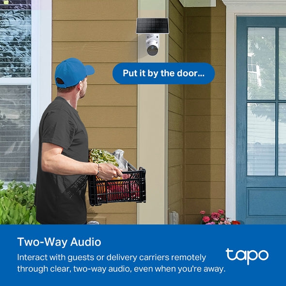 CAMERA IP Exterior cu acumulatori TP-LINK, include panou solar alimentare,IP66, dist. IR 15 m, lentila fixa 3.15 mm,3 Mpx rez 2K, RJ-45+wireless, mic, plastic, "Tapo C410 KIT"