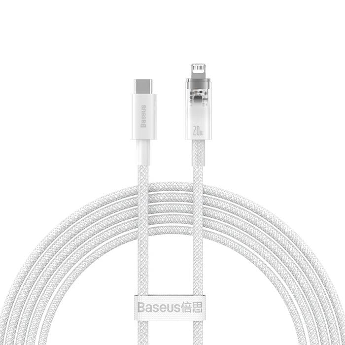 CABLU alimentare si date Baseus Explorer, Fast Charging Data Cable pt. smartphone, USB la Iphone Lightning 20W, 1m, control inteligent al temperaturii, alb "CATS010202" - 6932172629069
