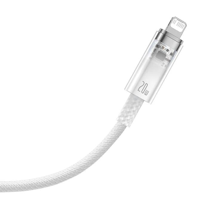 CABLU alimentare si date Baseus Explorer, Fast Charging Data Cable pt. smartphone, USB la Iphone Lightning 20W, 1m, control inteligent al temperaturii, alb "CATS010202" - 6932172629069