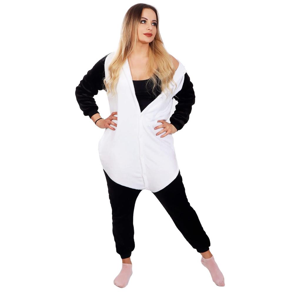 Pijama tip salopeta pentru adulti, model Panda, marime S