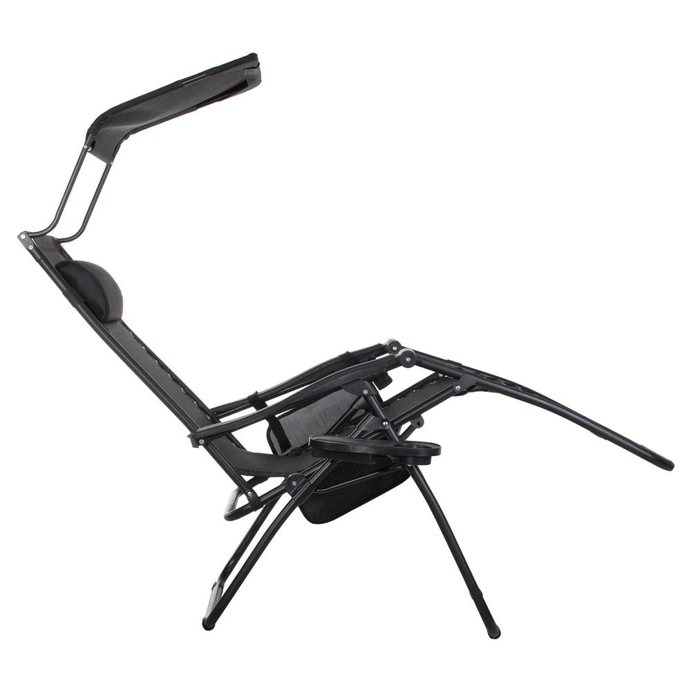 Sezlong pliabil SERSIMO GC3, Relax Zero Gravity cu parasolar, 175cm, negru