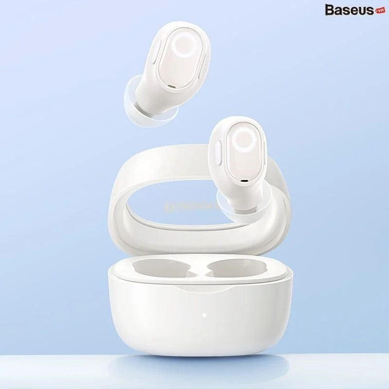 CASTI Baseus Bowie WM02, pt smartphone, wireless TWS, bluetooth 5.3, microfon pe casca, alb-crem "NGTW180302" - 6932172618384