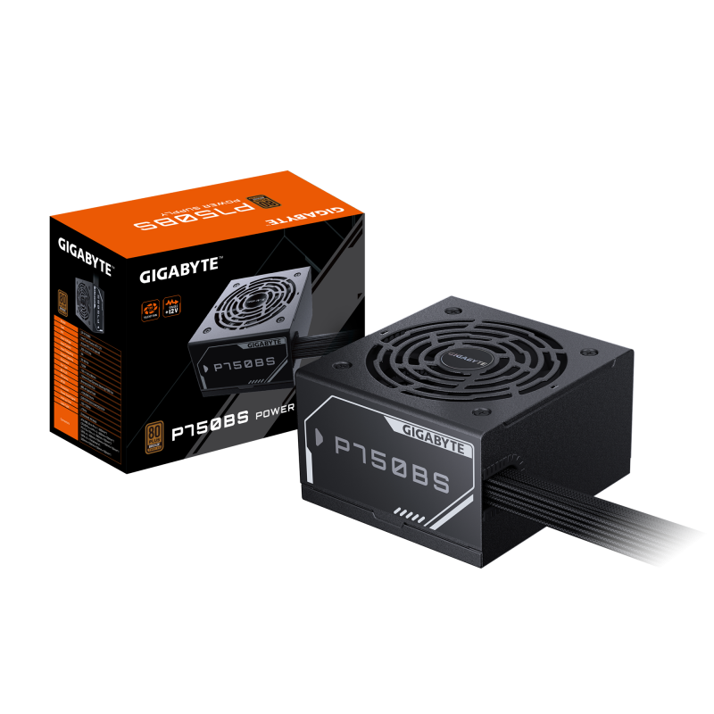 GIGABYTE P750BS. Total power: 750 W, AC input voltage: 200 - 240 V, AC input frequency: 50/60 Hz. Motherboard power connector: 20+4 pin ATX, Motherboard power cable length: 60 cm, SATA power cable length: 150,500 mm. Purpose: PC, Power supply unit (PSU) f