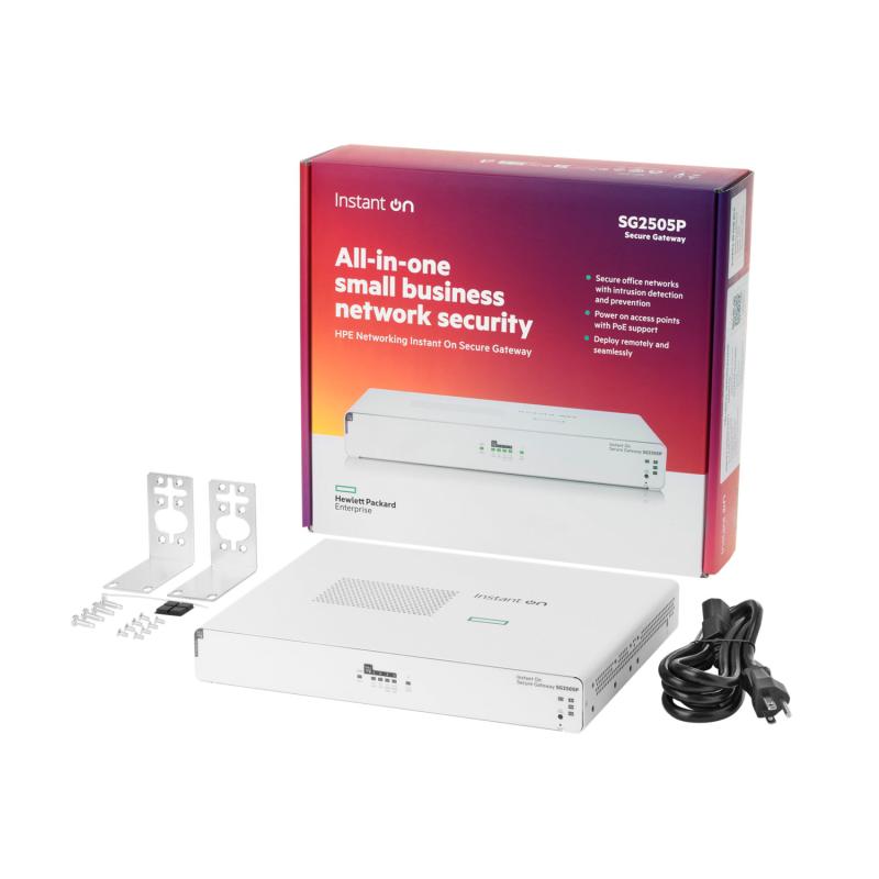 HPE Nw Ion Gtwy 5P 2.5G 64W SG2505P (HPE Networking Instant On Secure Gateway 5-port SmartRate 2.5G PoE+ 64W SG2505P)