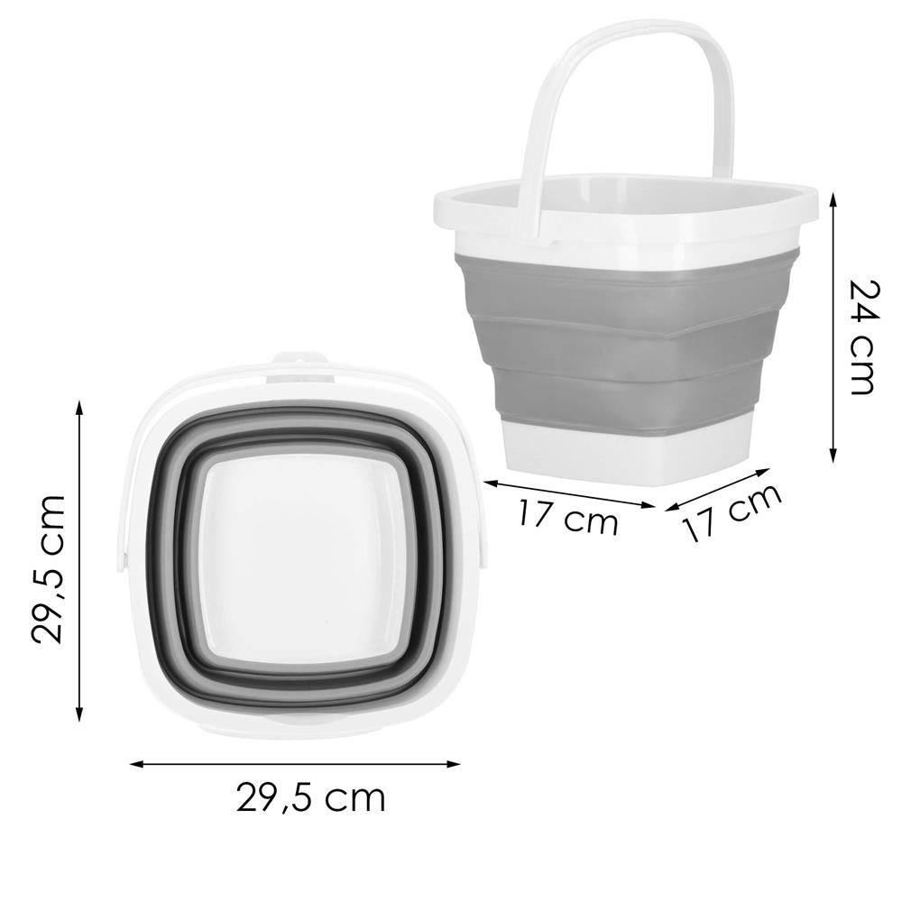 Lighean pliabil, patrat, din plastic si silicon, 30x24cm, 10litri, gri - 21