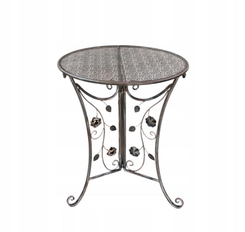 Set mobilier gradina metalic Madison, masa 60x60x70 cm si 2 scaune 40x40x94 cm, stil vintage, bronz