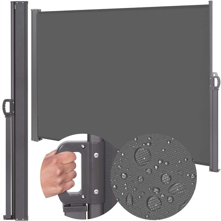 Paravan lateral pentru intimitate, extensibil, sistem fixare inclus, 160x300cm, gri inchis - 2