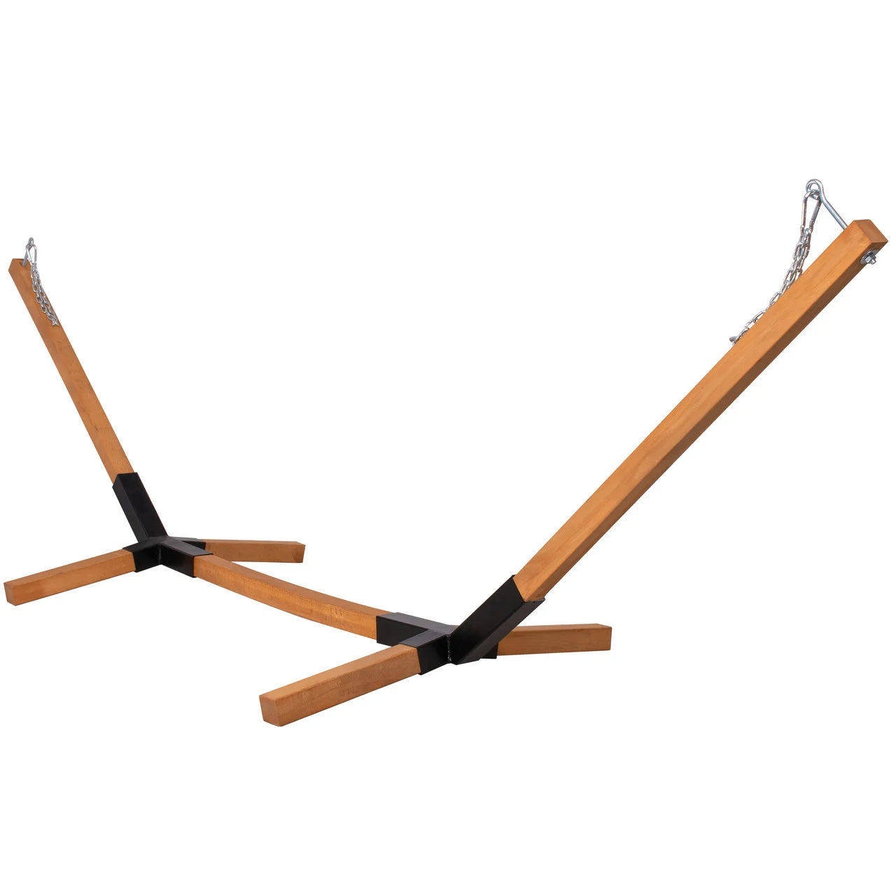 Suport hamac Sersimo cu cadru din lemn pentru gradina, sarcina maxima 150kg, culoare maro