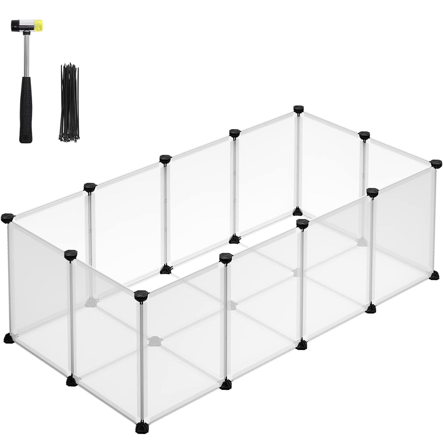 SONGMICS Tarc pentru animale mici rozatoare, din plastic, modulara, 125x63x42 cm, alb