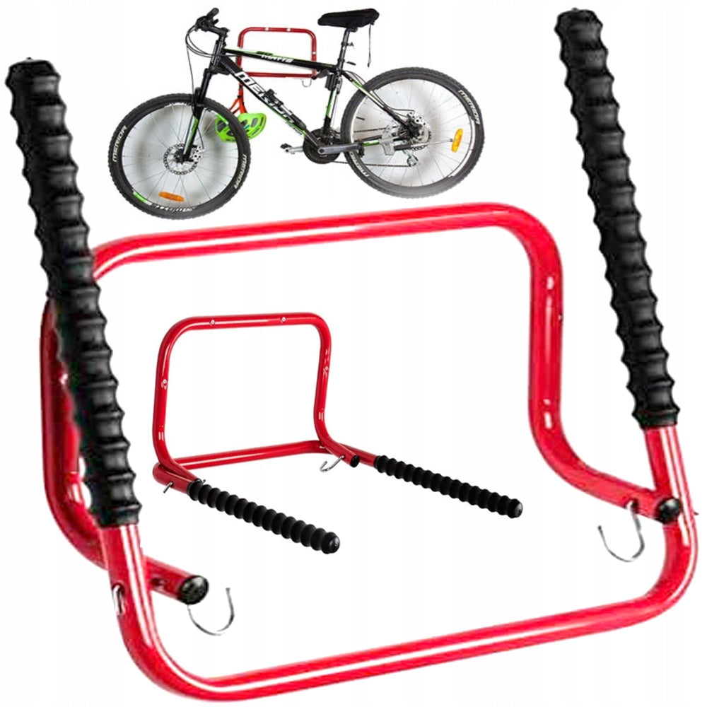 Suport de perete pentru parcare 2 biciclete, maxim 40kg, 50cm, rosu