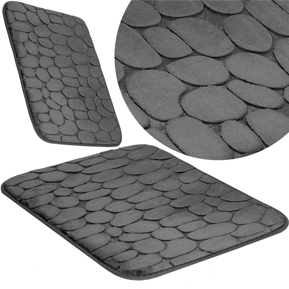 Covoras de baie antiderapant cu uscare rapida, 60x40 cm, gri inchis