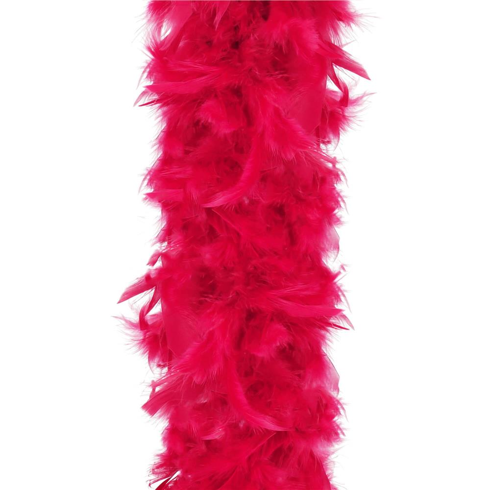 Ghirlanda pentru decor sau bradul de Craciun, model puf si pene, rosu intens, 180cm