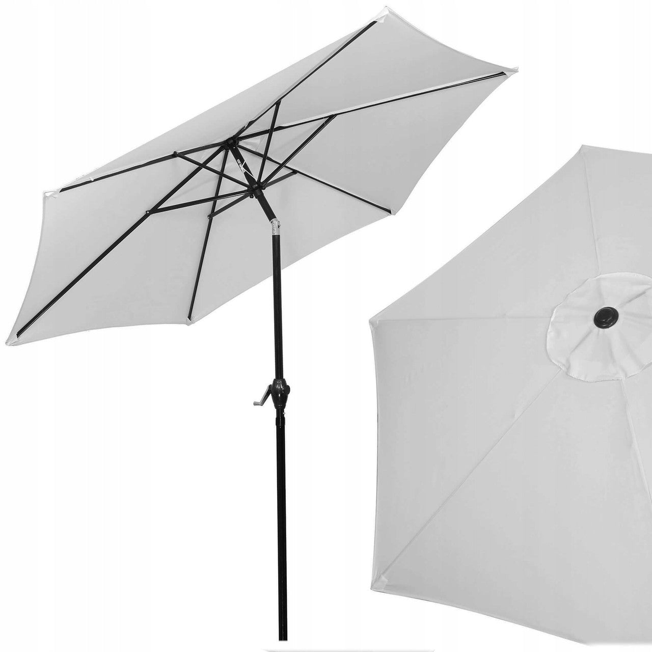 Umbrela terasa gradina, cu manivela si inclinare, GU12E, diametru 260cm, Gri