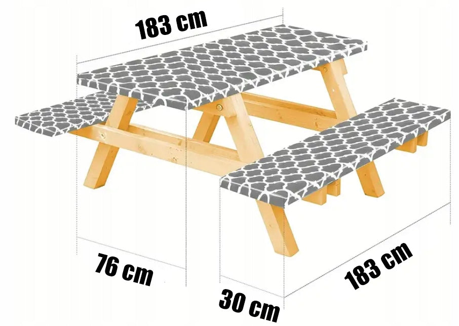 Husa pentru set mobilier gradina, 1 masa si 2 banci, impermeabila, 76x183cm, gri