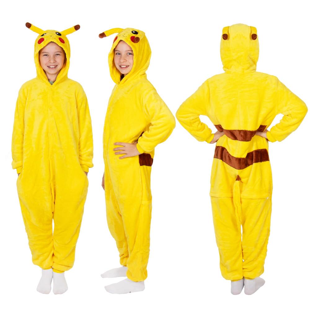 Pijama tip salopeta pentru copii, model Pikachu, marime 120-130 cm