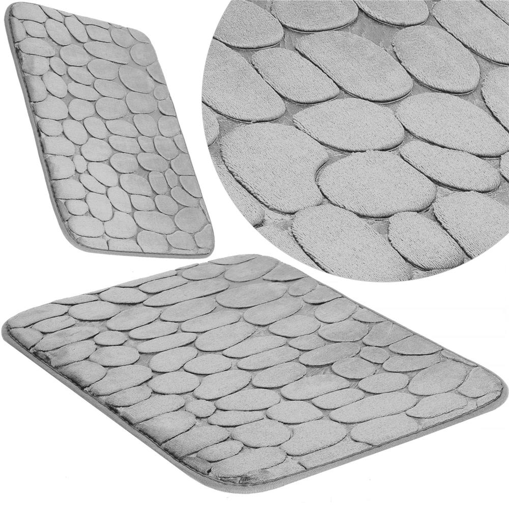 Covoras de baie antiderapant cu uscare rapida, 80x50 cm, gri