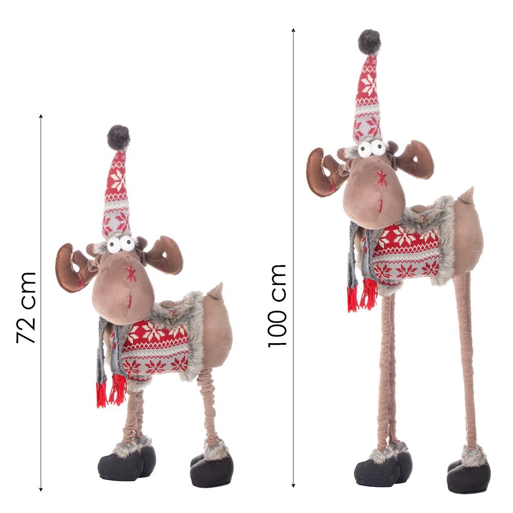Figurina Craciun, Ren, picioare telescopice, inaltime extensibila 72-100cm